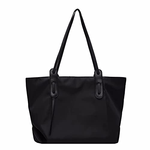 ANNI RIEL Bolsa feminina de nylon, bolsa de ombro de grande capacidade, leve, bolsa de transporte casual, de nylon, com zíper, Preto