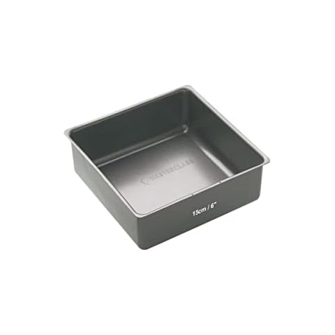 MasterClass KCMCHB62 15 cm Deep Cake Tin with PFOA Non Stick and Loose Bottom, 1 mm Carbon Steel, 6 Inch Small Square Pan, Grey Cover