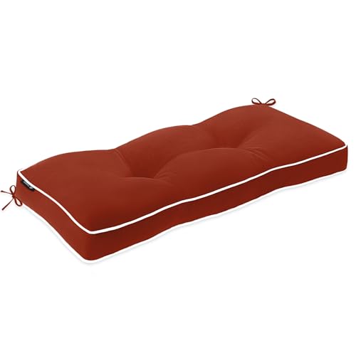 Favoyard Indoor/Outdoor Bench Cushion 36 x 14 Inch Water-Resistant & 3-Year Fade Resistant Patio Furniture Cushions Tufted Garden Seat Pads for Window Bay Porch Sofa Settee Couch with Ties, Red