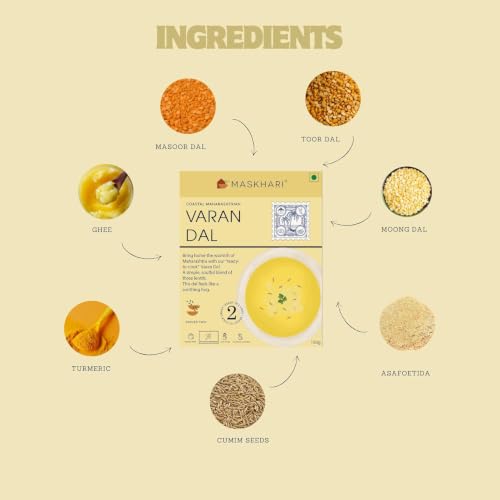 Image of Maskhari Ready to Eat Varan Daal 150g (Pack of 2) | Maharashtrian Toor Dal | Heat & Eat Instant Indian Food | Pure Veg | No Preservatives Artificial Colours | Ready Meal | Travel & Busy Life Style