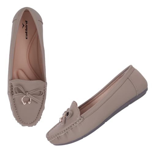Image of CatBird Women's Flat Shoes for Casual & Office Wear, Bow Detail Slip-On Loafers