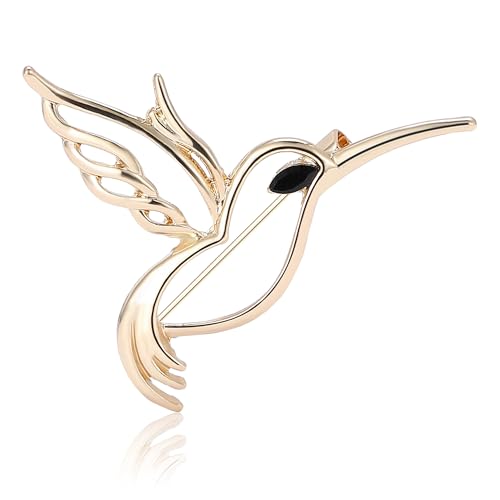 Image of Fashionable Rhinestone Hollow Hummingbird Brooch for Women Animal Pin Dress Suit Pin Accessories Party Banquet Gift