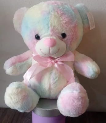 Image of Cute Rainbow Colored Huggable Teddy Bear 30 cm Soft Toy | Plush Stuffed Animal for Kids, Boys & Girls | Valentine Gift | Birthday Gift for Baby & Toddler | Soft & Washable