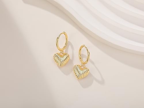Sylph 18K Gold Plated Heart Earrings for Women, Valentines Day Huggie Earring Drop, Small Love Heart-Shaped Jewelry — view 2