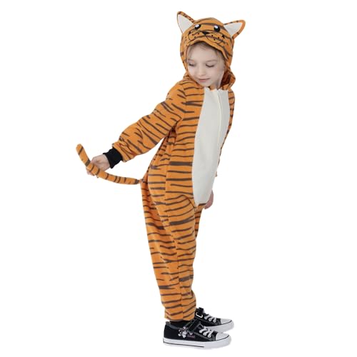 Sincere Party Tiger Onesie Novelty Tiger Jumpuit with EMB Face Costume for Kids 2XL(12-14) - Image 2