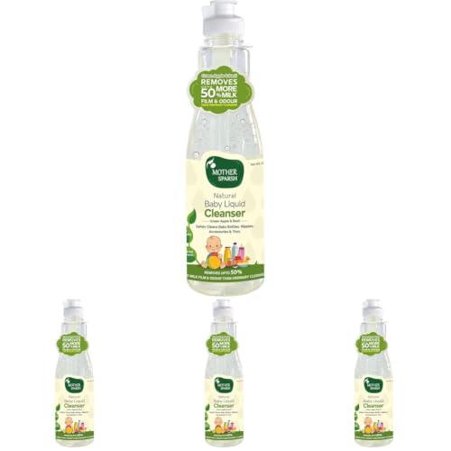 Image of Mother Sparsh Plant Powered Natural Baby Liquid Cleanser with Basil & Green Apple Extract | for Baby Bottles, Nipples, Accessories and Toys Cleaning - 500ml (Pack of 4)