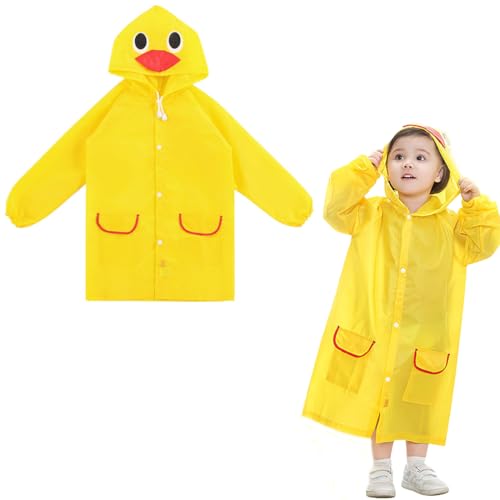 CJQRL Regenponcho Kinder mit Kapuze, Gelbe Ente Regencape Kinder,...