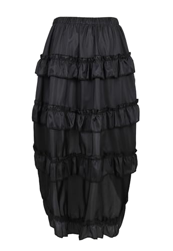 Zhitunemi Women's Steampunk Skirt Ruffle High Low Outfits Gothic Plus Size Pirate Dressing3
