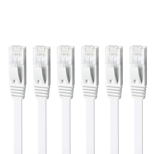 Yauhody CAT 6 Ethernet Cable 5m Network Cable High Speed CAT6 Ethernet Patch Cable 5m Lan Cable CAT6 Gigabit Internet LAN Patch Leads for TV Gaming Router(5M 6Pack White)