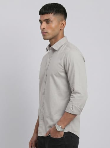 Image of DOXIC Men's Cotton Shirt with Spread Collar Neck Full Sleeves Classic Style Solid Pattern Regular Fit and Standard Length | Formal & Casual Wear Shirts