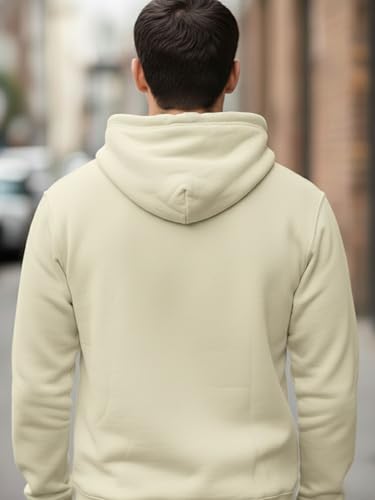 Image of Men's Solid Hoodie | 100% Cotton Fleece Warm Sweatshirt with Kangaroo Pocket & Adjustable Hood | Regular Fit Winter Wear for Men