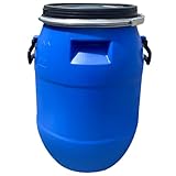 Large Blue Plastic Barrel with Lid - Food Grade Thickened Storage Water Barrels, Oil Drum with Handles for Shipping Air Tight Industrial Storage Container(30L B)