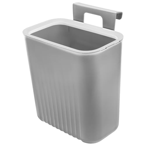 Bote de basura colgante para cocina gris con tapa
