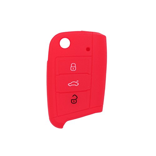 BROVACS Silicone Cover Protector Case Holder Skin Jacket Compatible with VOLKSWAGEN 3 Button Flip Remote Key Fob CV9803 Red - Image 2