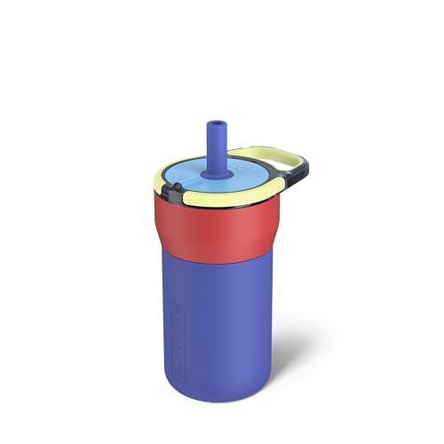 Image of BruMate Leap 12oz 100% Leakproof Kids Tumbler with Handle and Silicone Soft Straw | Drop Resistant Silicone Sleeve | For Kids 4+ | Insulated Stainless Steel | Cup Holder Friendly | 12oz (Supernova)