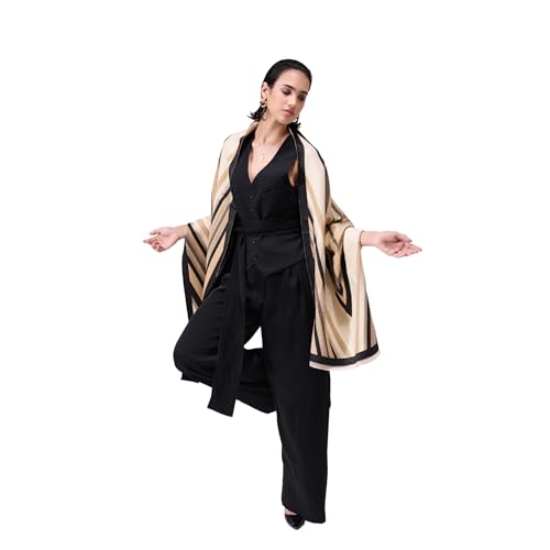 Dusala Reversible Cashmere Handmade Stole - Ultra-Soft, Lightweight, Year-Round Comfort - Thoughtful Gift for Women - Beige, Versatile Scarf, Shawl, or Wrap for Fashion and Warmth, 28x80 inches3