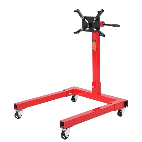 GarveeTech Heavy Duty Engine Stand 1300 LBS Capacity Foldable Engine Motor Stand with 360-Degree Rotating Head 4 -Adjustable Arms & 4-Casters for Vehicle Maintenance and Auto Repair