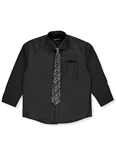 Kids World Boys' Dress Shirt & Tie (Patterns May Vary) - Black, 183