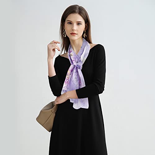 E-Clover Herebuy - Unique Women's Floral Scarves: Chiffon Flowers & Birds Printed Scarf