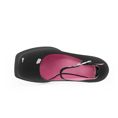 Women's Platform High Block Heel Pumps Ankle Strap Heart Buckle Square Toe Patent Leather Party Prom Dress Shoes4