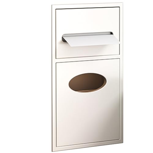 Bathroom Wall Niche Stainless Steel Shower Niche Storage Cabinet Wall-Mounted Caddy with Toilet Paper Holder Trash Bin for