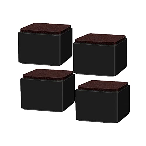 スクエアソファテーブル脚、家具脚、カーボンスチール素材ベッド脚、高さ5mmのフットパッド付き静音着用可能、ソファ脚の高さ(52mm)、DIYデスク、食器棚用(80x80mm/3.15x3.15インチ、ブラック)