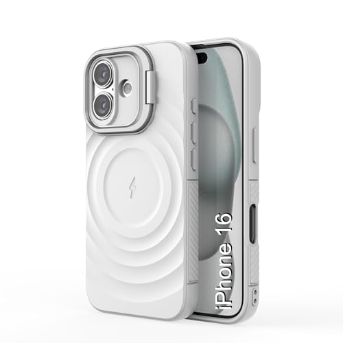 Image of LuxuryKase Shockproof Case for iPhone 16 | Ripple Pattern | Camera Protection | Inner Velvet Fabric Lining | Protective Cover with Enhanced Grip & Wireless Charging Support - White