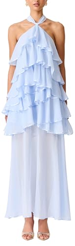 ELLIATT Womens Eliane Halter Neck Maxi Dress Blue L