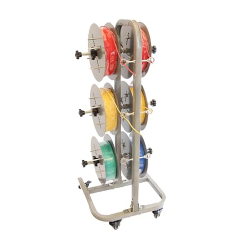 Wheeled Spool Stand, Rolled Steel Wire/Cable Dispenser Heavy Duty Conduit Display And Storage For Electrical Industrial And Retail Use(6-volumes)