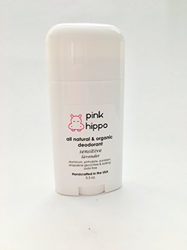 Pink Hippo All Natural Deodorant-Sensitive Lavender (Baking Soda Free) Organic, Aluminum-Free, Phthalate- Free, Paraben- Free 3.3oz