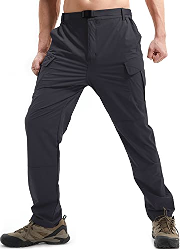 DAFENP Pantalones de Trabajo Trekking Hombre Elasticos Cargo Montaña Senderismo Alpinismo Ligero Secado Rápido Transpirable Aire Libre KZ511M-Grey1-M