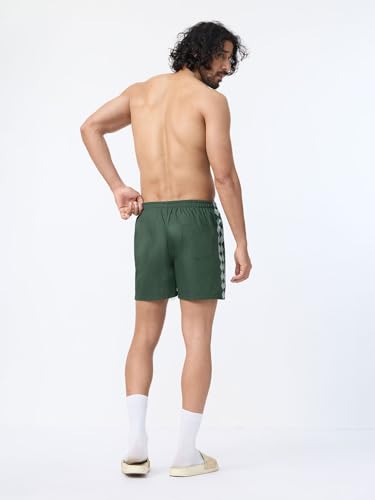 Image of The Souled Store Official Stranger Things: Hawkins Mens and Boys Regular fit Graphic Printed Cotton Green Color Men Boxer Shorts