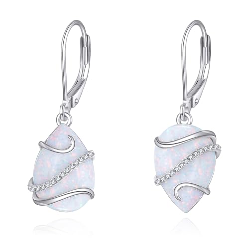 Boucles d'oreilles opales en argent sterling goutte d'eau POPLYKE pour femme