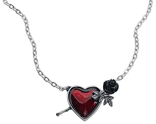 Alchemy Gothic Wounded by Love Women Necklace Silver-Coloured, Pewter,