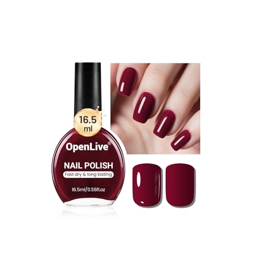 OpenLive 16.5ml Dark Red Nail Polish Large Volume Quick Dry Nail Polish, Long Lasting Shine,...
