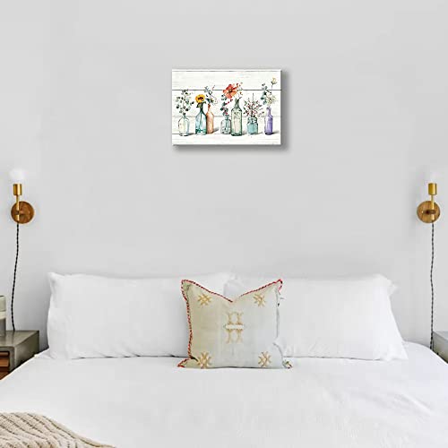 Bathroom Wall Art Rustic Bathroom Decor Farmhouse Botanical Floral Bathroom Pictures For Wall Flower Canvas Painting Prints Modern Artwork Decoration For Kitchen Dining Room Living Room Office 20"X16" #TOP5