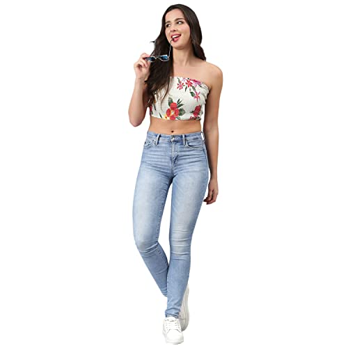 Image of DEEBACO Women's Regular Fit Cotton Pintuck Round Neck Solid Crop Top for Women Stylish Sleeveless One Piece Casual Girl Tops (White, Pink, Mustard)