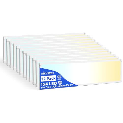 Image of AIKVSXER 12Pack 1x4 LED Flat Panel Light, 6500LM Ultra-Bright, 30-50W White