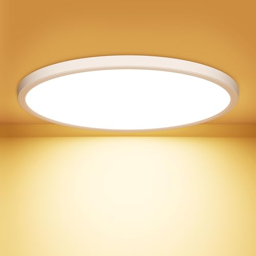 OUILA Plafoniera LED Soffitto 18W, Ø22CM Lampada da Soffitto LED 3000K 1600LM Impermeabile Alta Luminosità Plafoniere Bagno Plafoniere da Ufficio Luce Soffitto per Camera da Letto, Cucina, Balcon