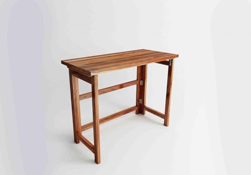Image of Study Table for Students | Wooden Study Desk Table for Adults | Solid Sheesham Wood Laptop Computer Table for Home (Walnut Finish)