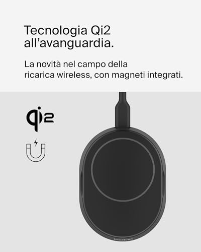 Belkin BoostCharge Pro Caricatore Magnetico Convertibile 15W, Caricabatterie Wireless Rapido Qi2 compatibile con MagSafe, per iPhone 17, Air, Pixelsnap, AirPods, alimentatore da 20 W incluso - Nero - Immagine 5