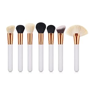 Professional 7pcs White Gold Makeup Brushes Tool Face Foundation Powder Contouring Highlighting Blush Highlighter Brush