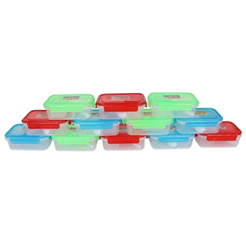 Image of Shri Ashtavinayak Airtight Plastic Lunch Boxes with Liquidtight Container, Spoon and Fork Multi Coloured - 500ml (Pack of 12)