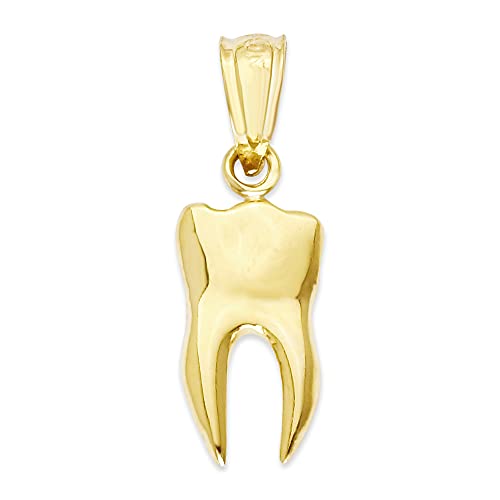 10k Solid Gold Dainty Human Tooth Pendant, Dental Charm Jewelry Gifts for Students, Gift for Dentist