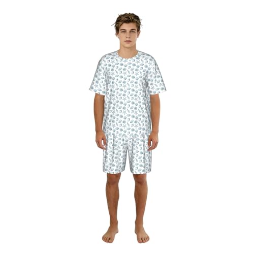 Pyjama 2 pièces homme vêtement de nuit léger et fluide à motif