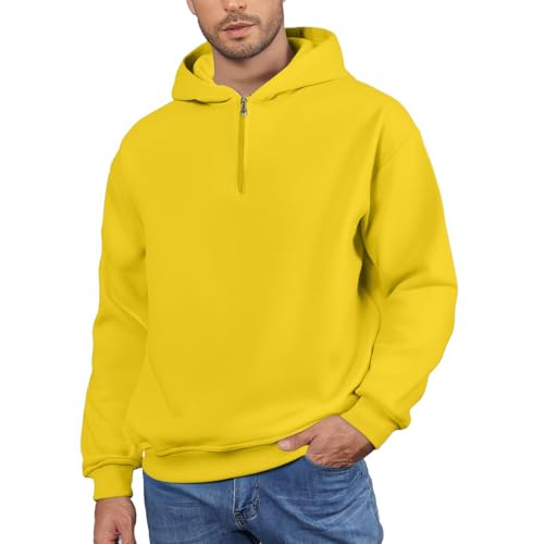 Hoodies For Men Quarter Zip Up Long Sleeve Drop Shoulder Sweatshirt Winter Fall Casual Pullover, M-3XL2