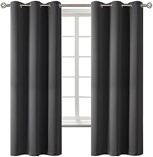 BGment Blackout Curtains - Grommet Thermal Insulated Room Darkening Bedroom and Living Room Curtain, Set of 2 Panels (42 x 63 Inch, Dark Grey)