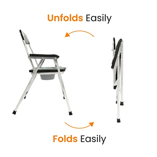 Image of ARCATRON by Frido | Foldable Anti-Slip Shower Commode Chair for Toilet with Stainless Steel Frame, Sturdy, 120Kg Capacity, Suitable for Elderly, Pregnant Women, Made in India. (Wide - 23 Inches)