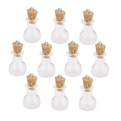 VALICLUD 10 piezas Unidades Botellas de Vidrio Transparentes con Tapón de Corcho Mini Frascos Artesanales con Base Plana para Decoración Manualidades y