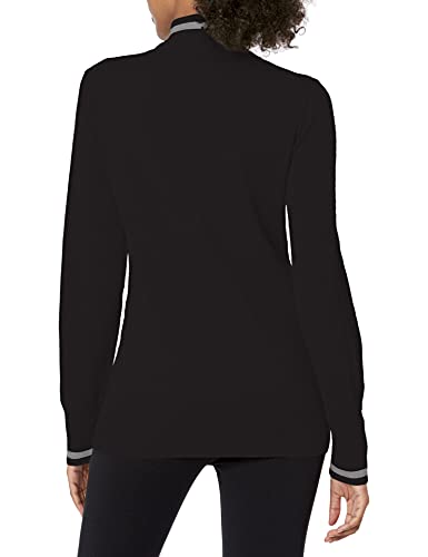 Cutter & Buck Women's Soft Cotton Lakemont Tipped Half Zip Pullover Sweater, Black, Medium #TOP1